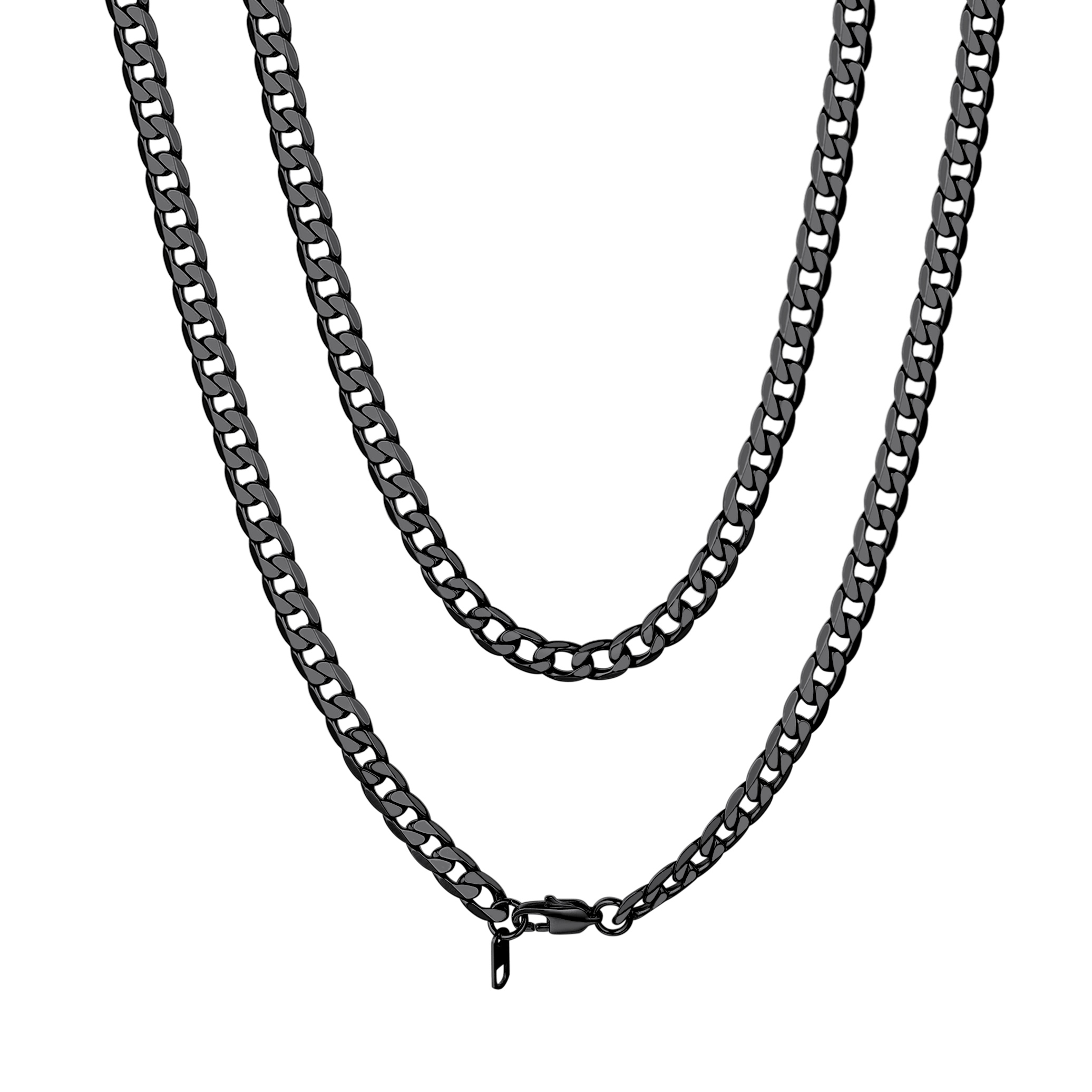 6mm Black Curb Chain Necklace Stainless Steel Chain for Men