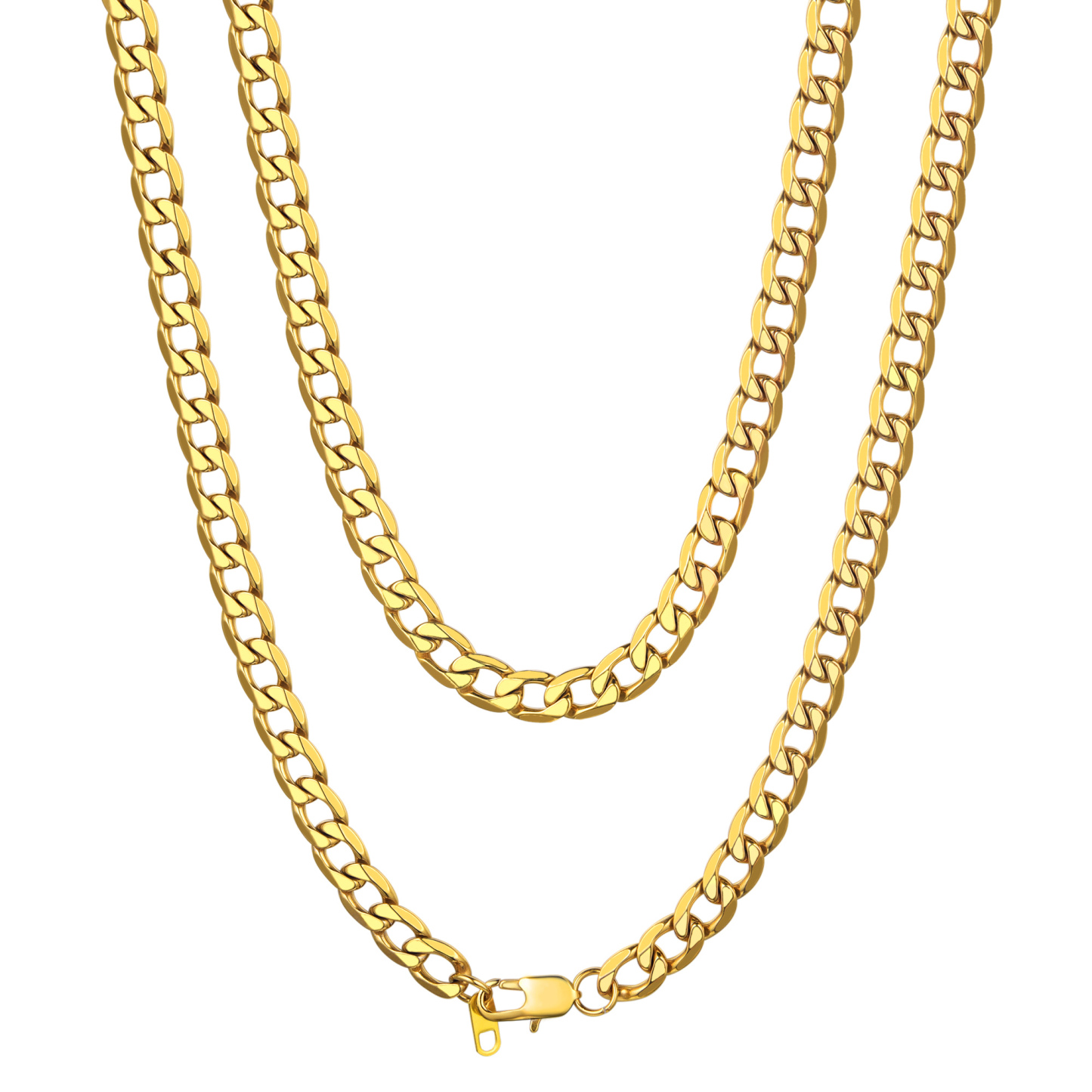 9mm Gold Curb Chain Necklace Stainless Steel