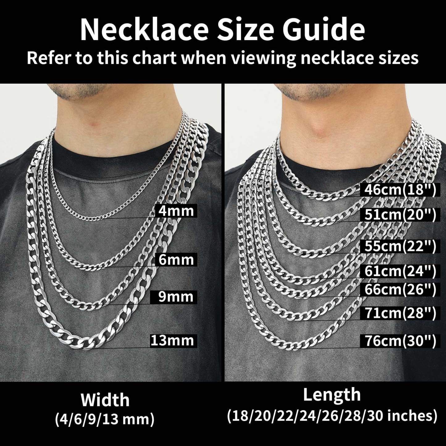 Bold Cuban Link Chain, Chunky Stainless Steel Necklace for Men Women