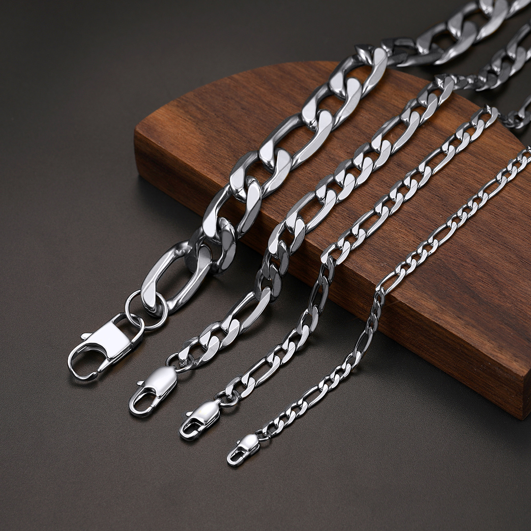 4/6/9/13mm Stainless Steel Figaro Chain Necklaces