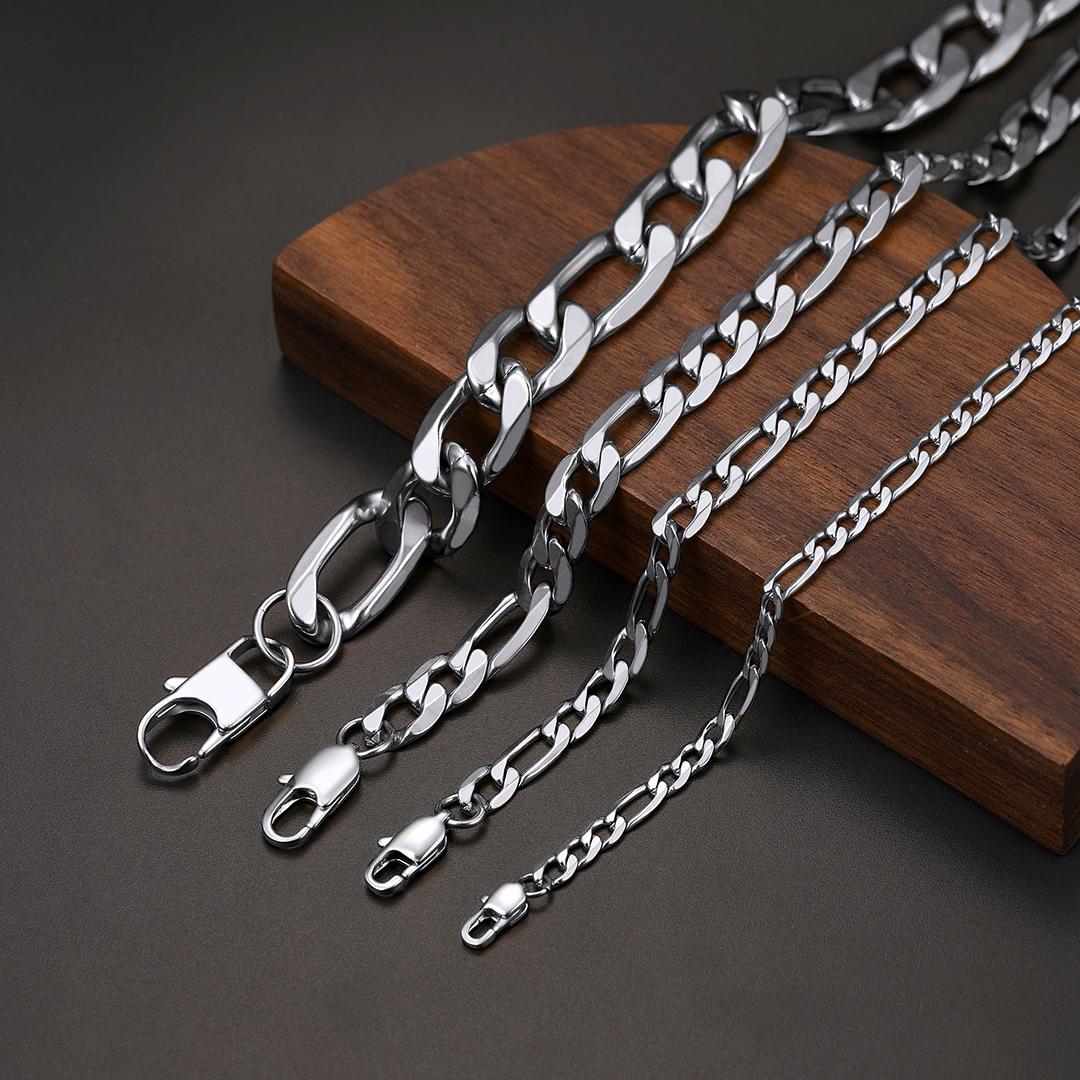 4/6/9/13mm Stainless Steel Figaro Chain Necklaces