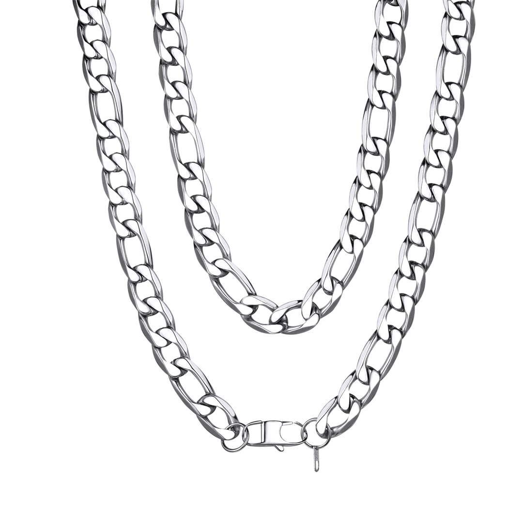 Stainless Steel Figaro Chain Necklaces for Men Women