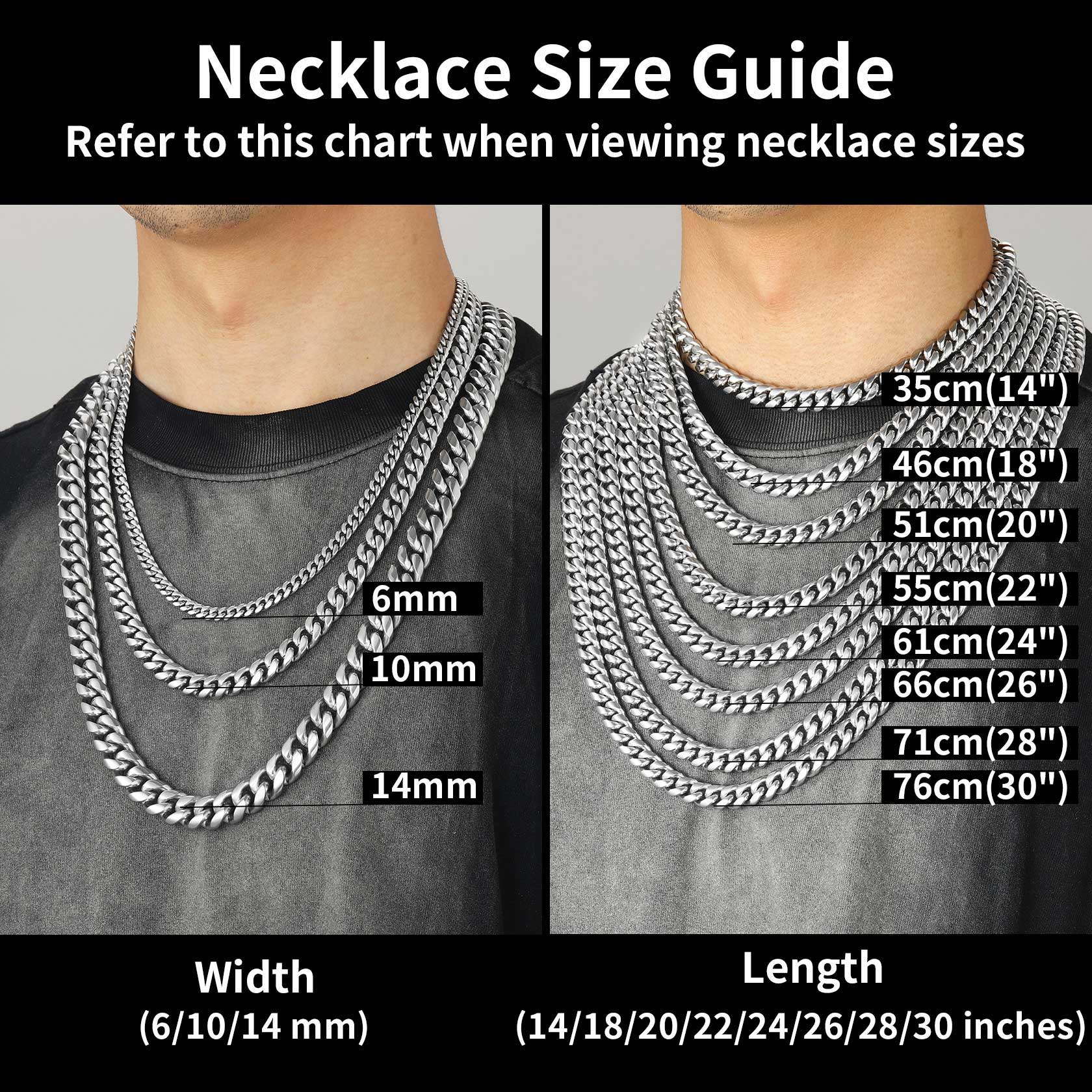 Miami Cuban Link Chain Stainless Steel Necklace for Men 4.8/6/10/14mm