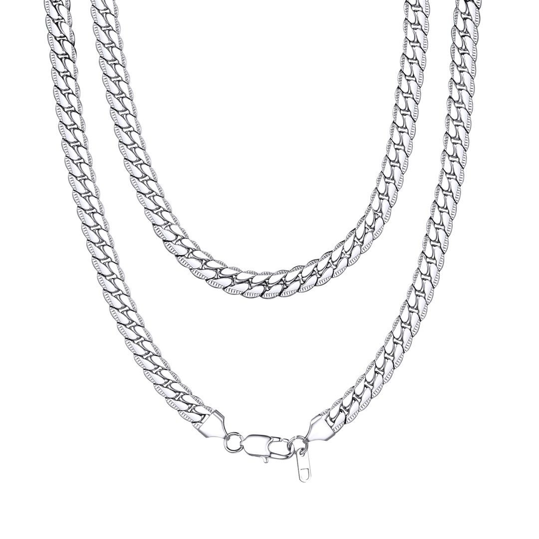 8mm Silver Wide Stainless Steel Chain Necklace