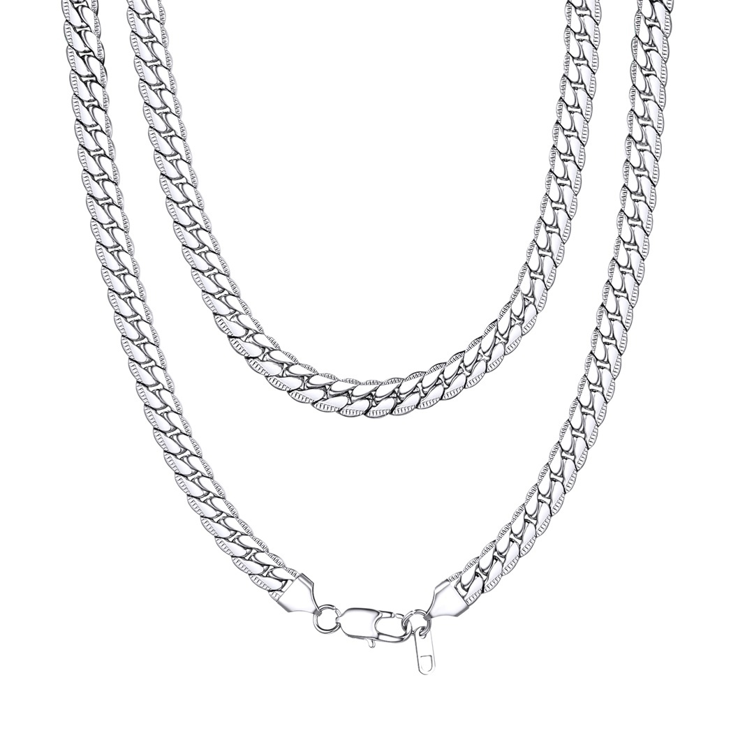8mm Silver Wide Stainless Steel Chain Necklace