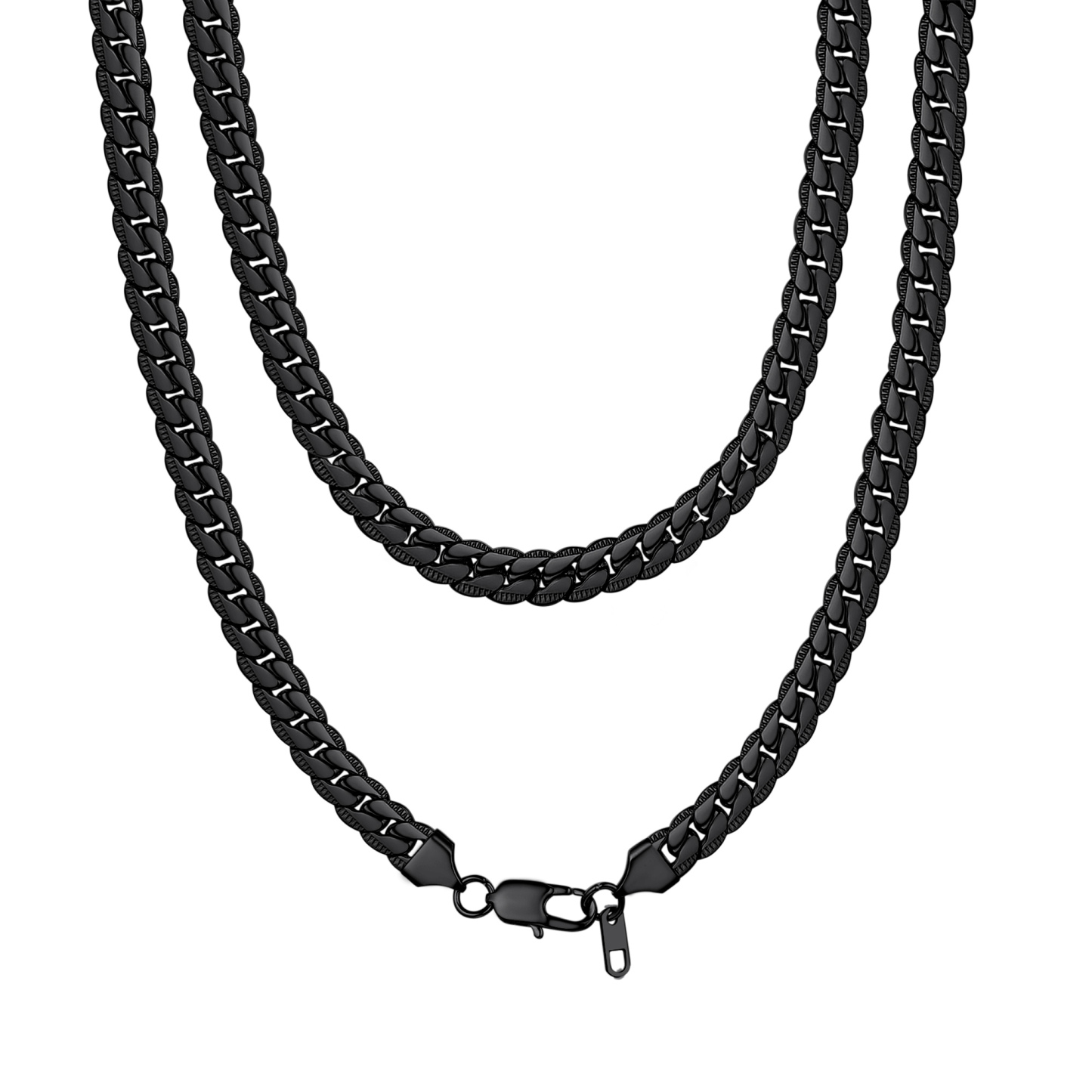 8mm Black Wide Stainless Steel Chain Necklace