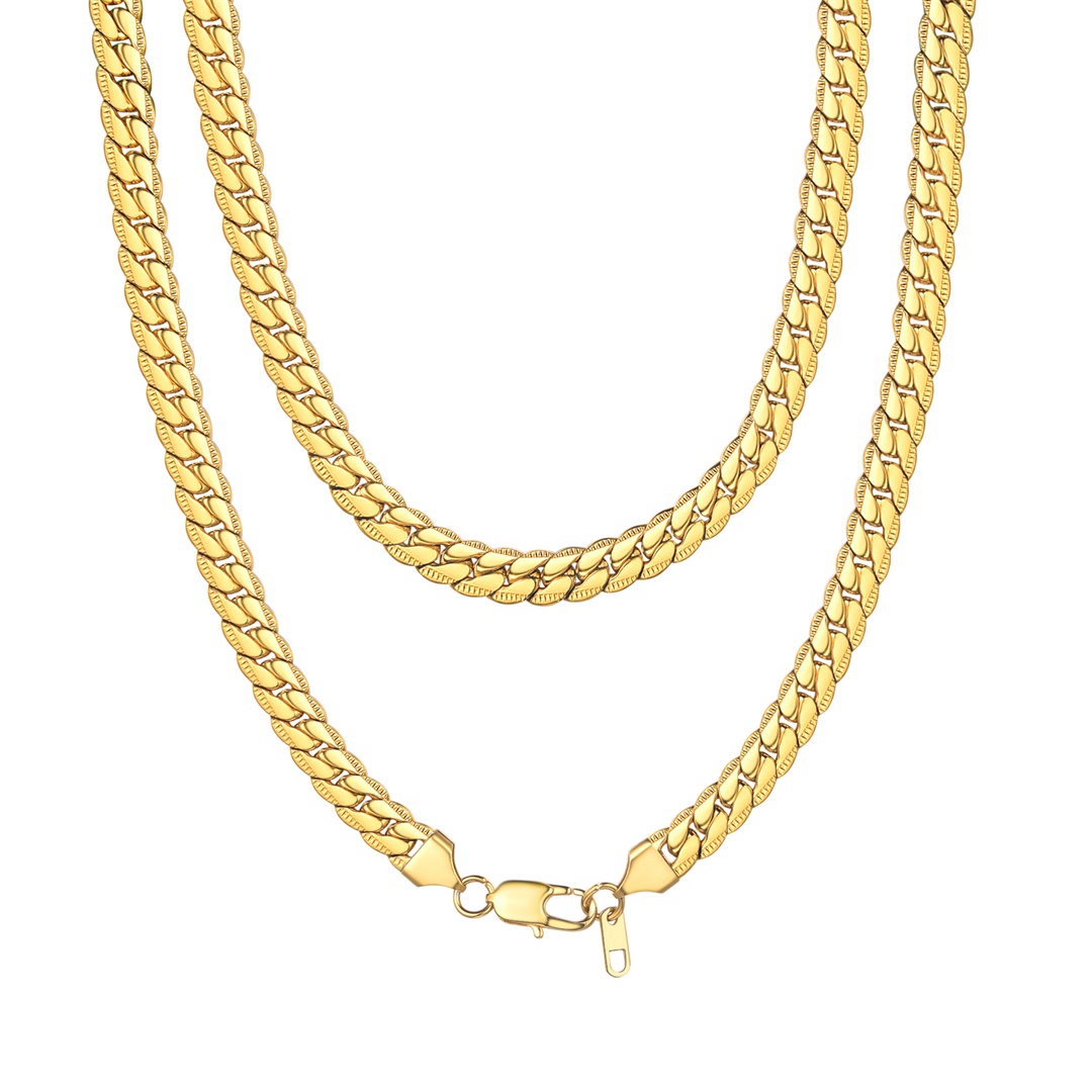 8mm Gold Wide Stainless Steel Chain Necklace