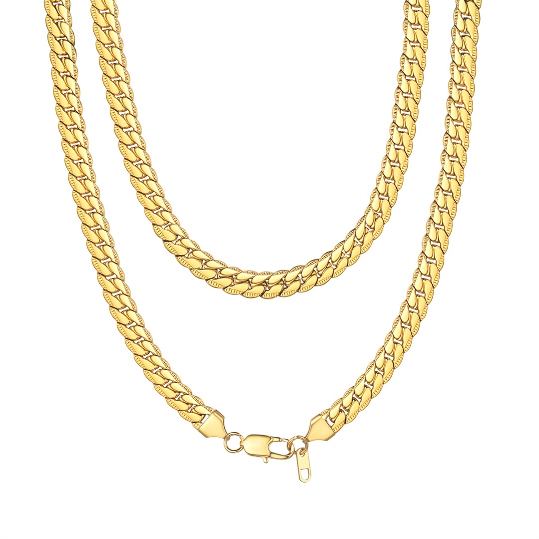 8mm Gold Wide Stainless Steel Chain Necklace