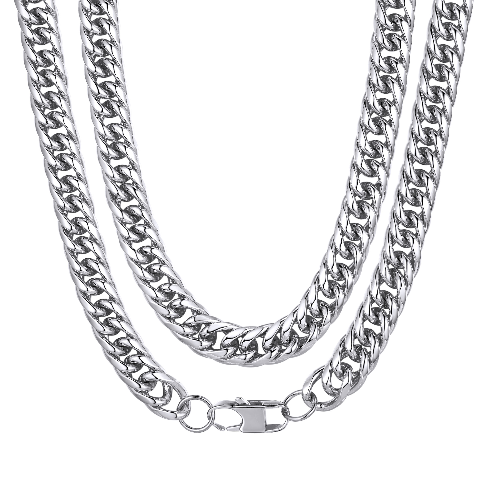Silver Chunky Wide Curb Cuban Chain 12mm