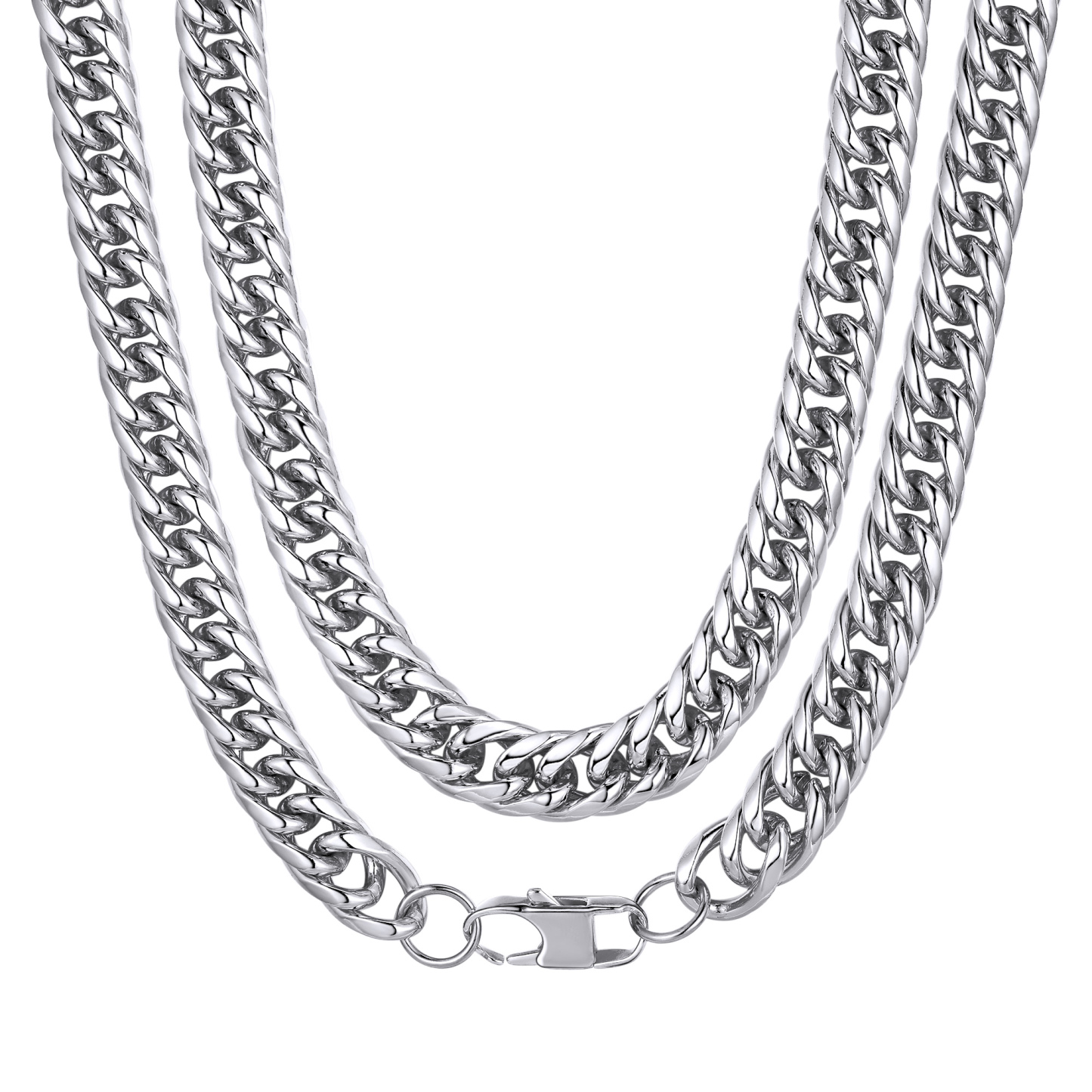 Silver Chunky Wide Curb Cuban Chain 12mm