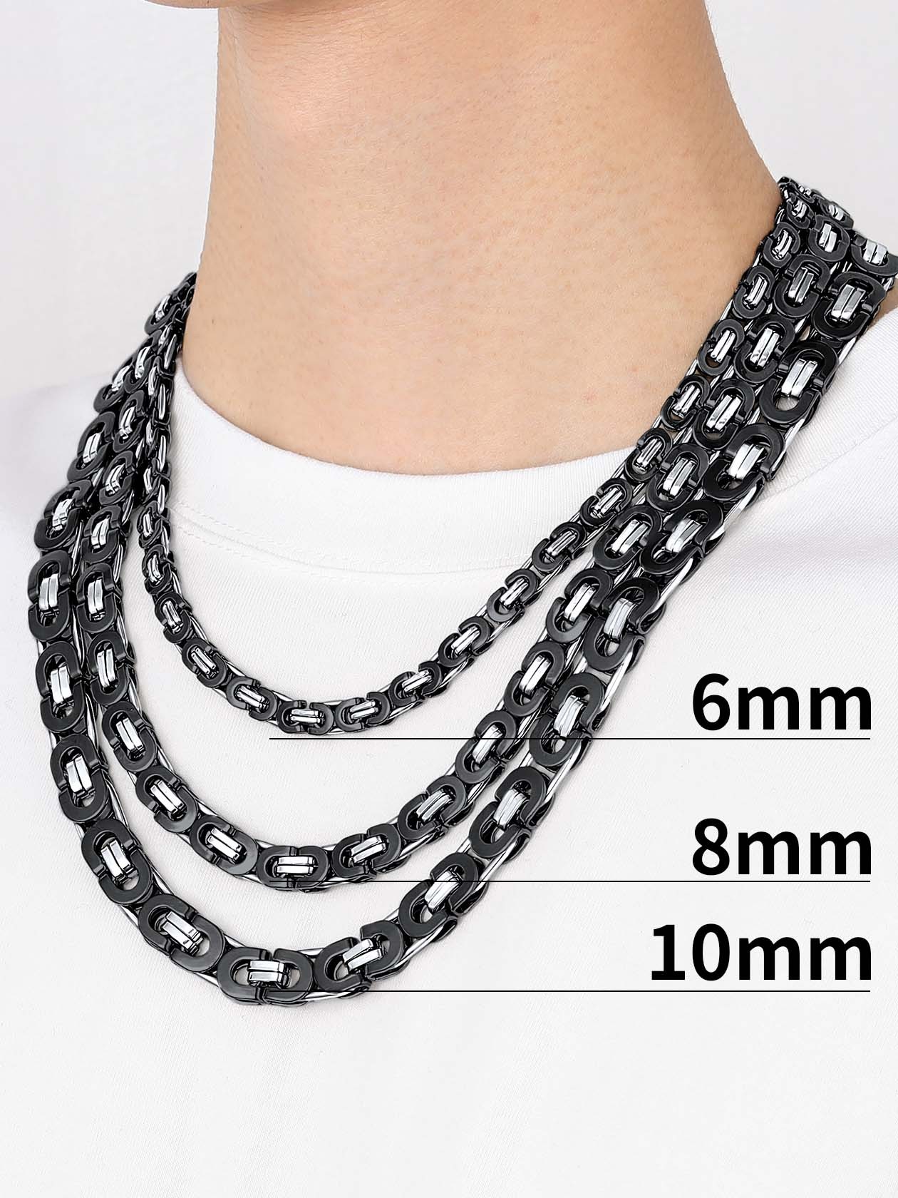 6mm Bicycle Chain Necklace Stainless Steel Black