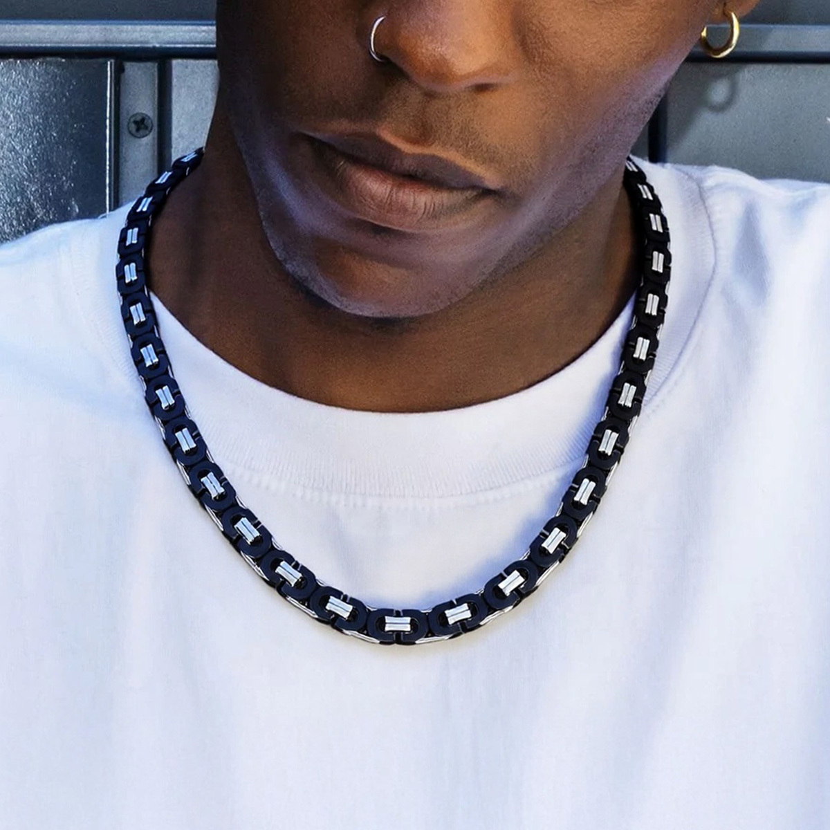 Bicycle Byzantine Chain Stainless Steel Necklace for Men