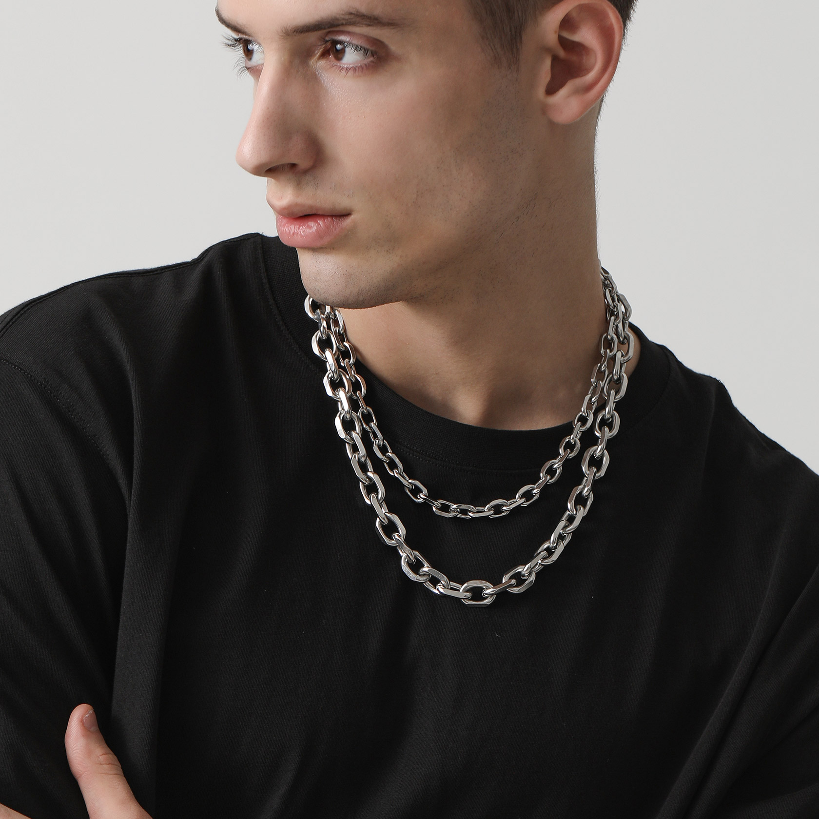 22" Stainless Steel Cable Solid Cable Links Chain Necklaces 