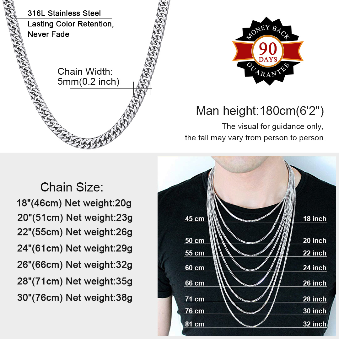 Cuban Chain Necklace Size Guide for Men