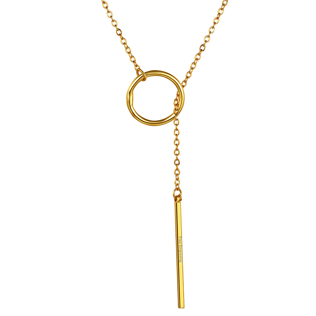 Bar Pendant Looped Y Necklace
