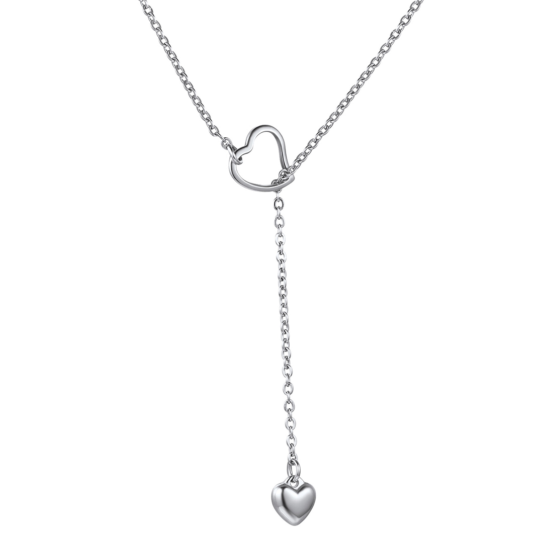 Heart Shaped Lariat Simple Y Necklace