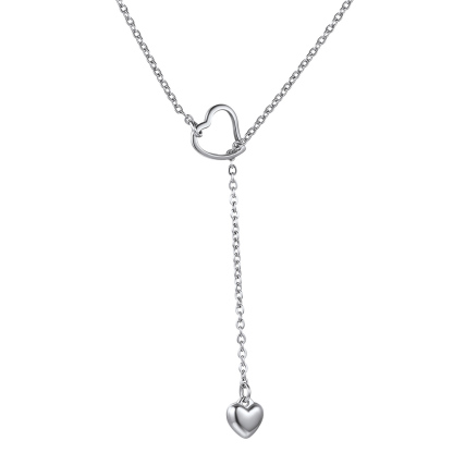Heart Shaped Lariat Simple Y Necklace
