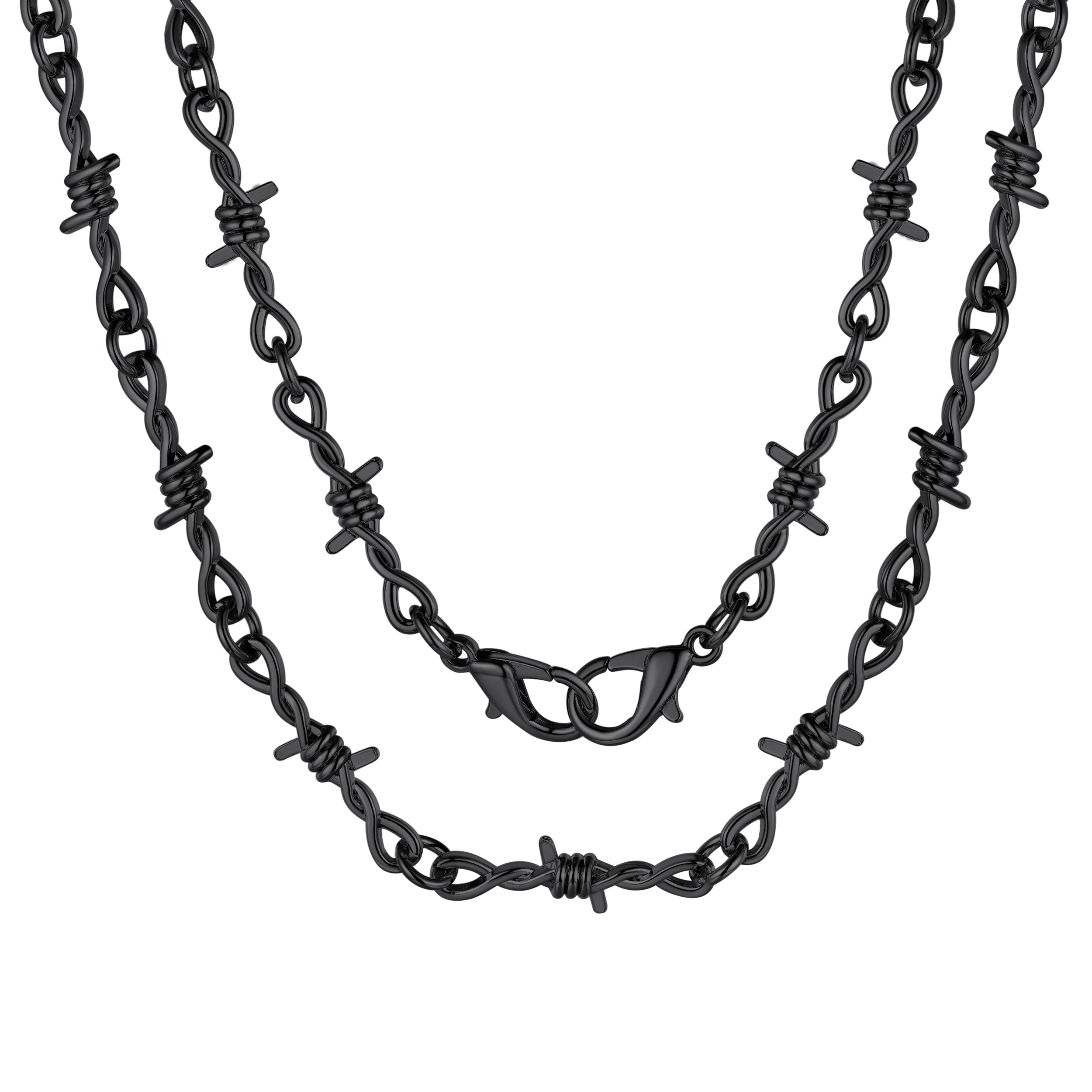 6mm Barbed Wire Chain 316L Steel Gold/Black