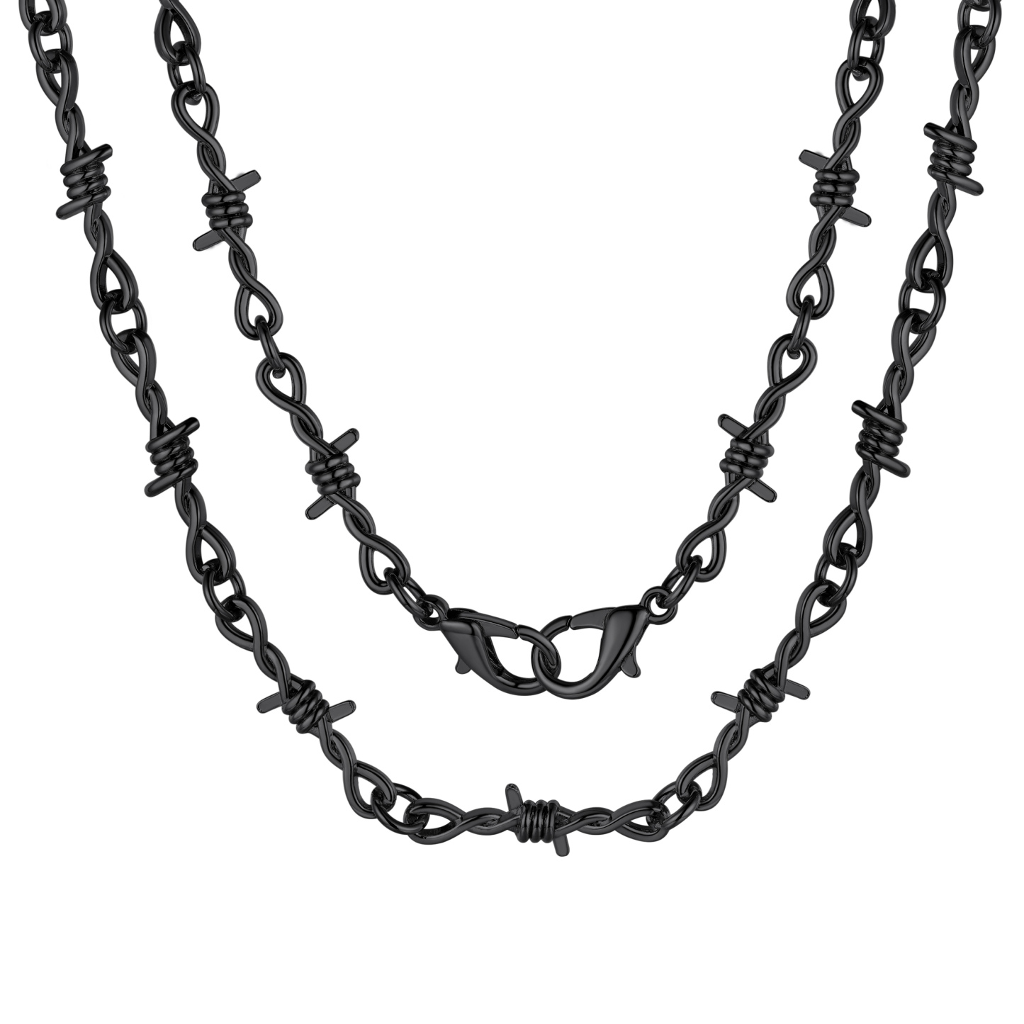 6mm Barbed Wire Chain 316L Steel Gold/Black