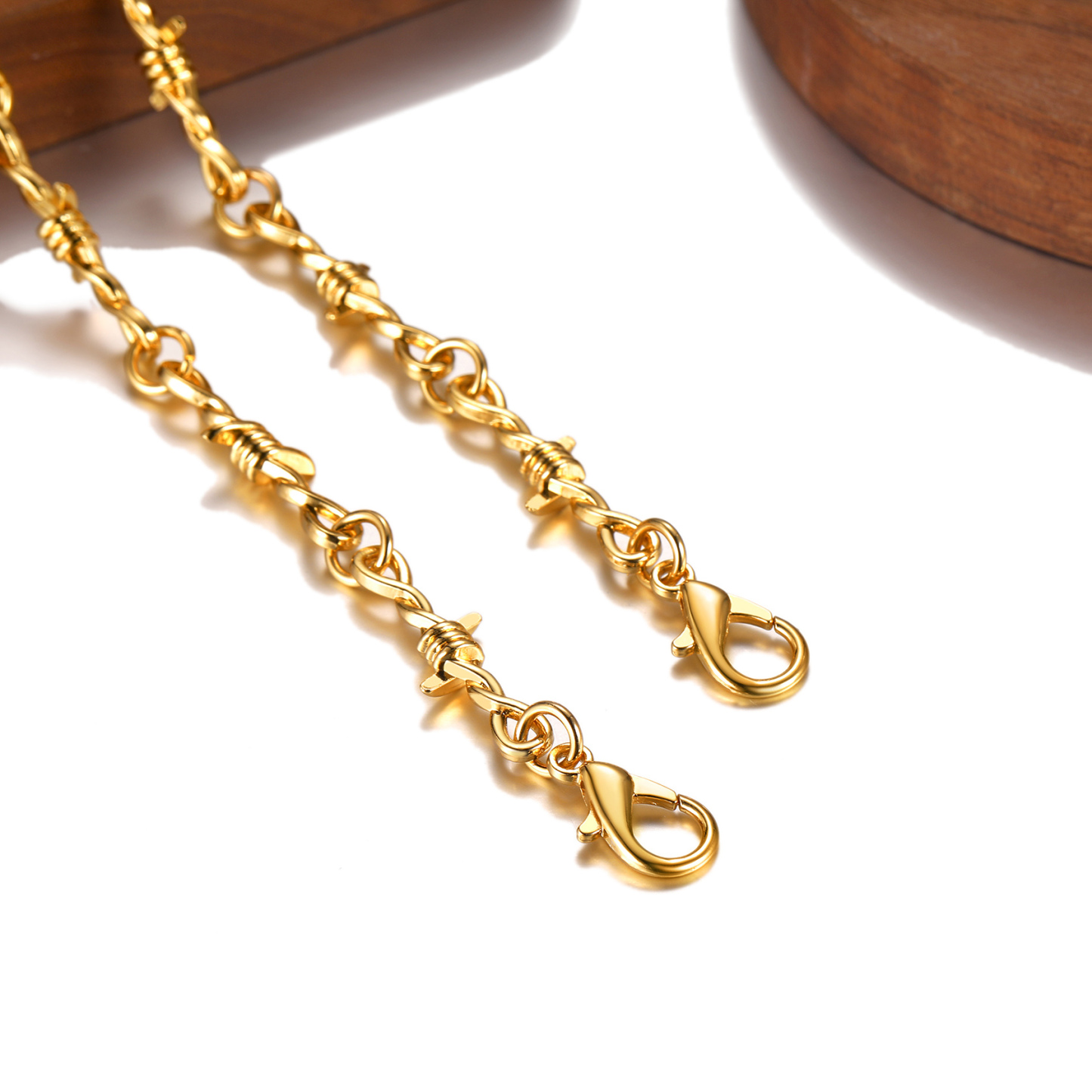 6mm Barbed Wire Chain 316L Steel Gold/Black