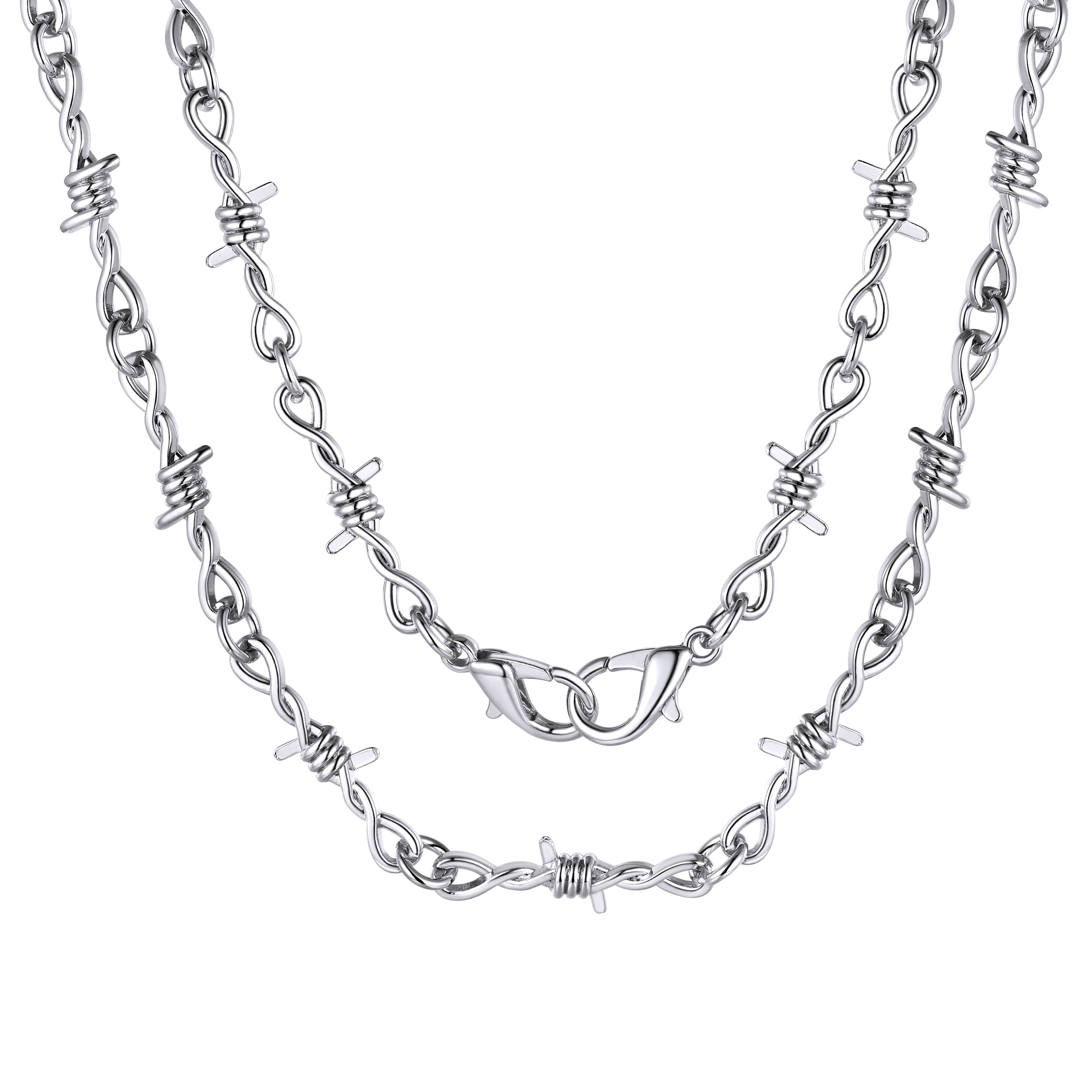 6mm Barbed Wire Chain 316L Steel Gold/Black