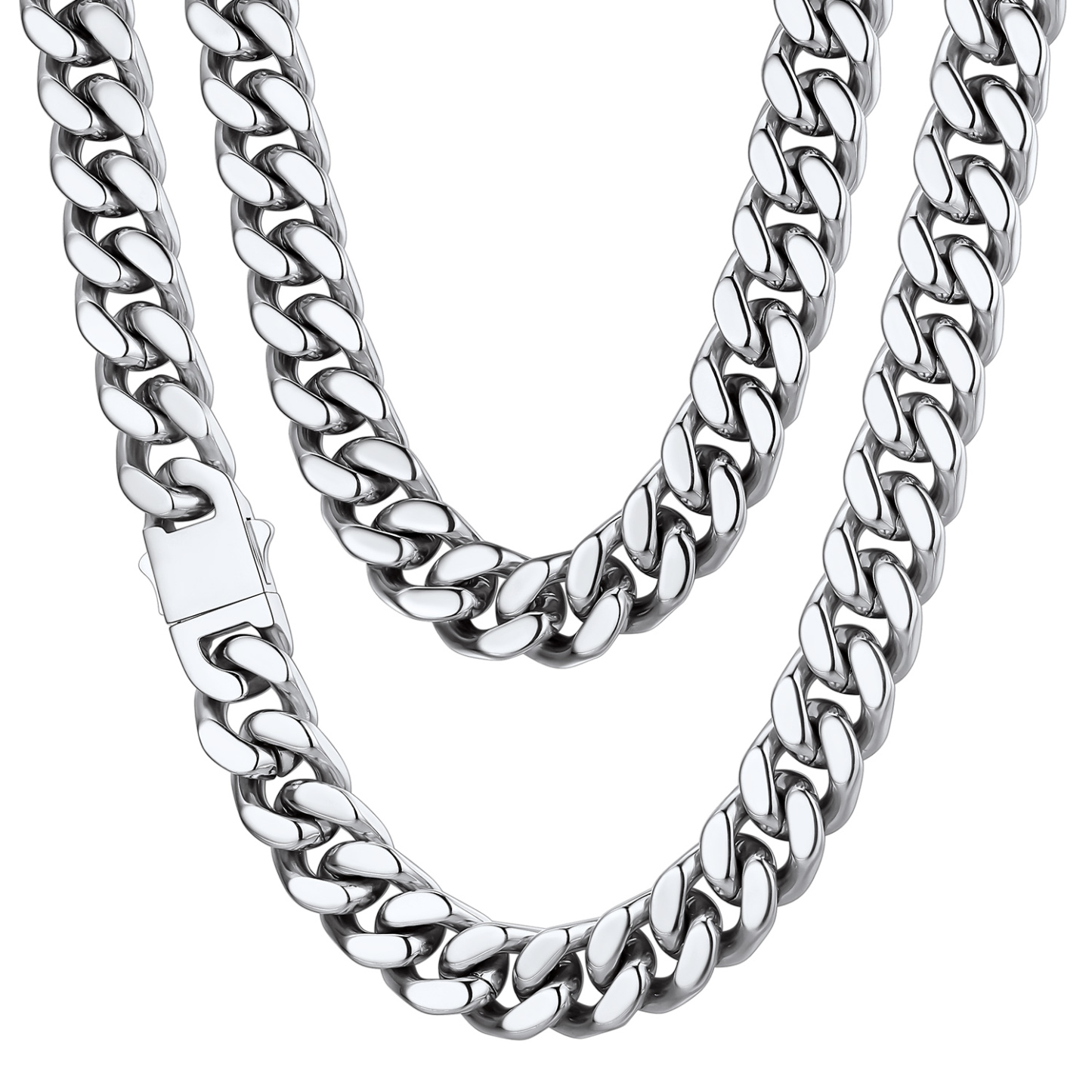 14mm Silver Miami Cuban Chain for Men - Heavy Duty Stainless Steel Link
