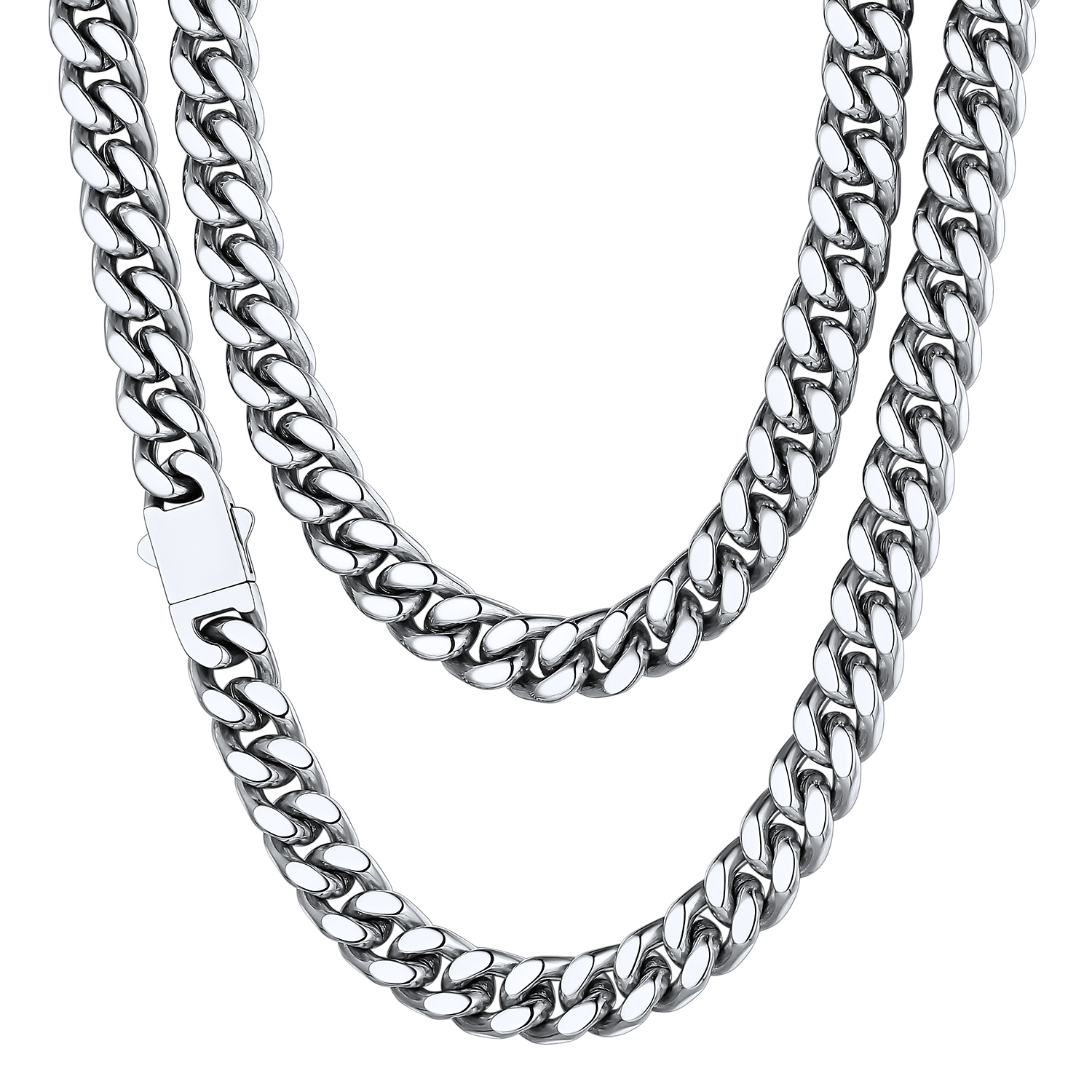 9mm Silver Miami Cuban Chain for Men - Heavy Duty Stainless Steel Link