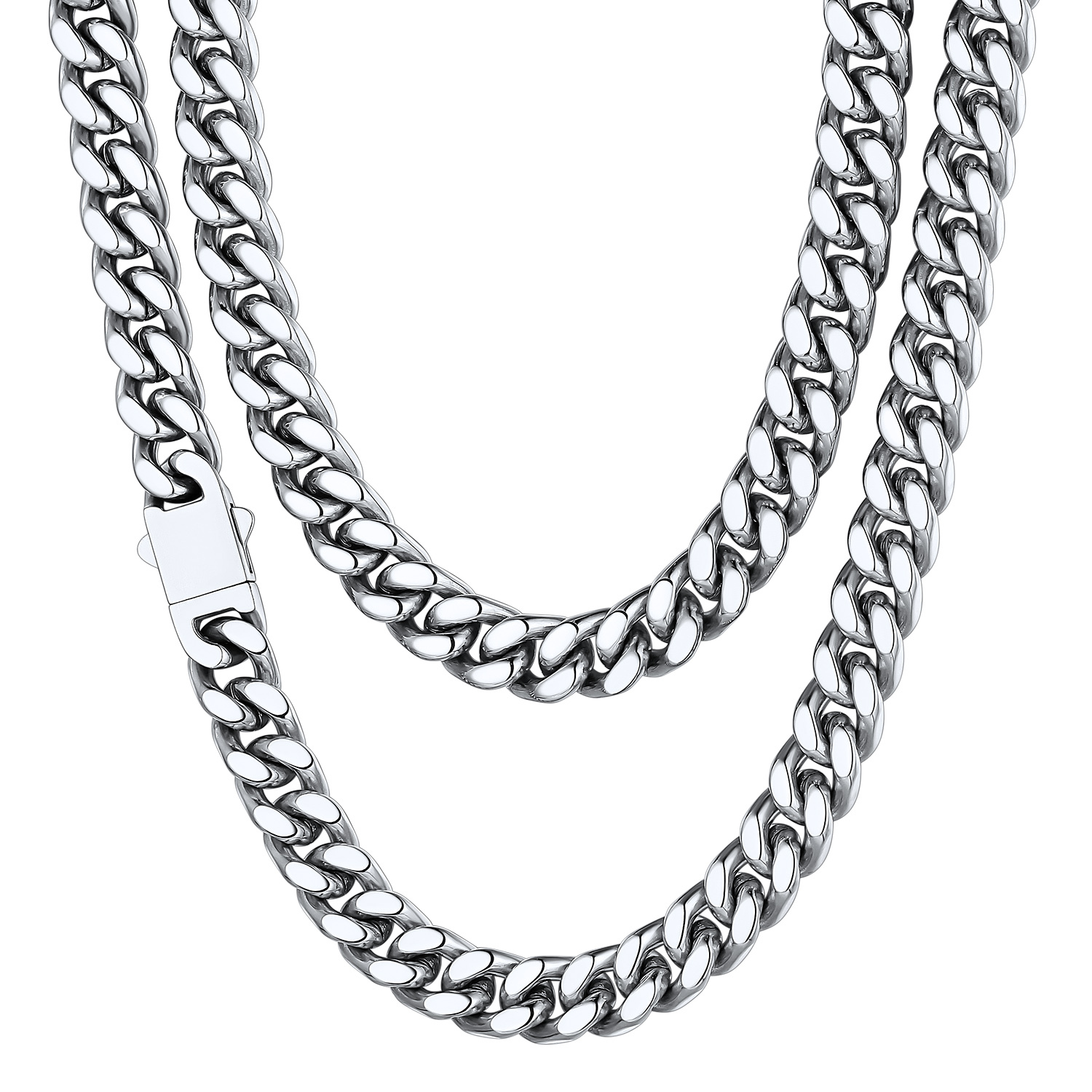 9mm Silver Miami Cuban Chain for Men - Heavy Duty Stainless Steel Link