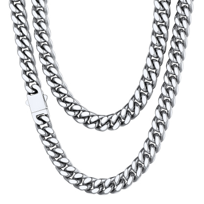 9mm Silver Miami Cuban Chain for Men - Heavy Duty Stainless Steel Link