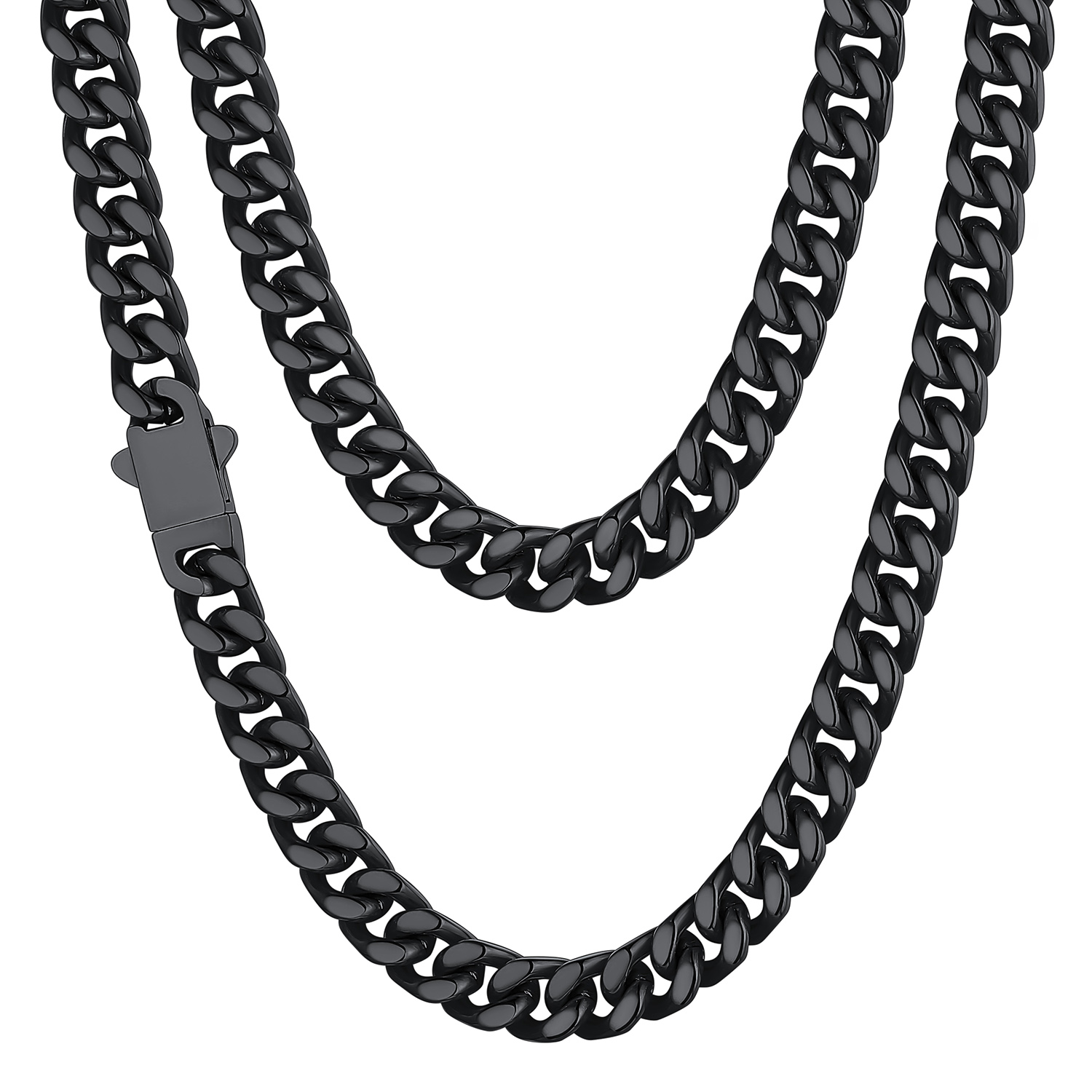 Black Miami Cuban Chain for Men - Heavy Duty Stainless Steel Link