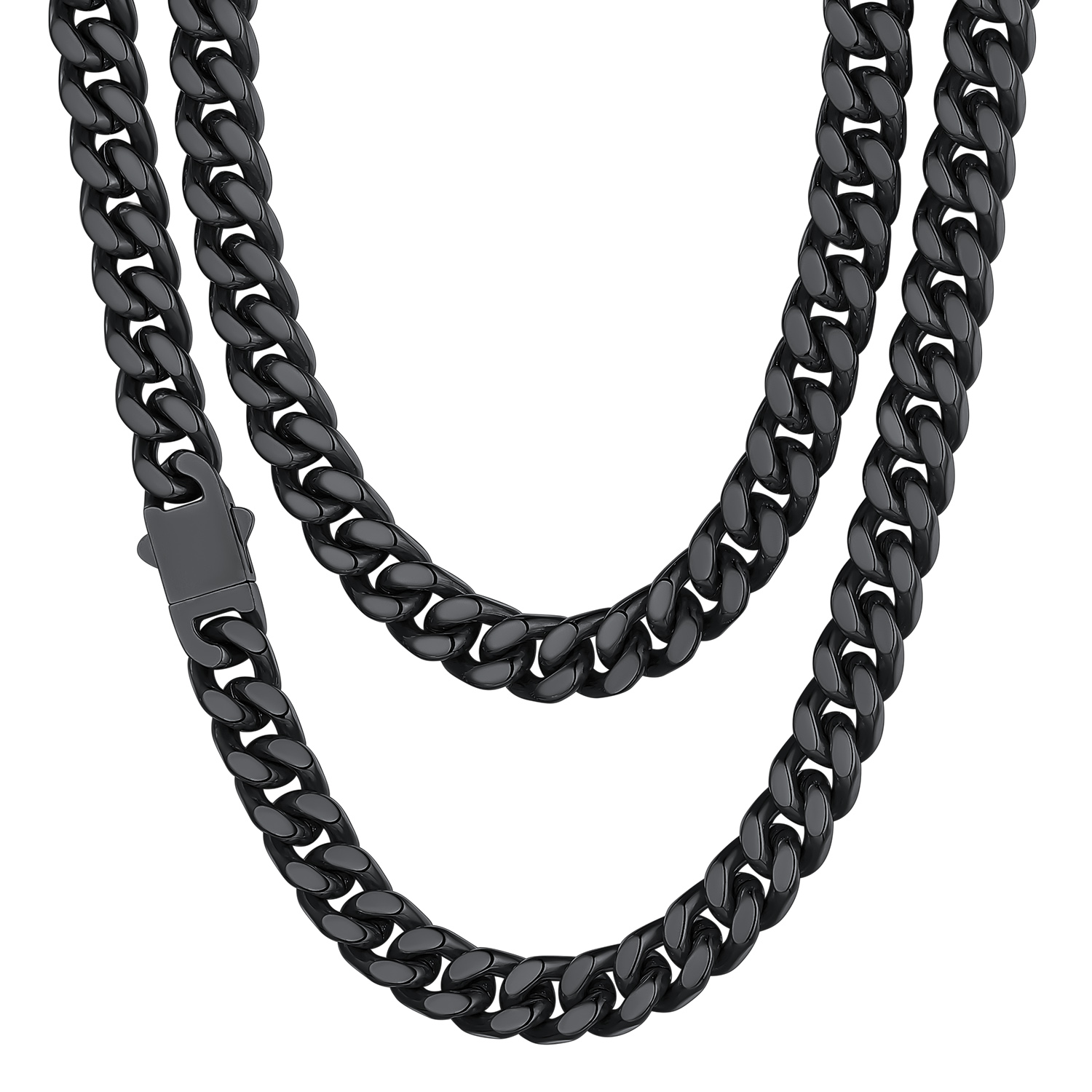 9mm Black Miami Cuban Chain for Men - Heavy Duty Stainless Steel Link