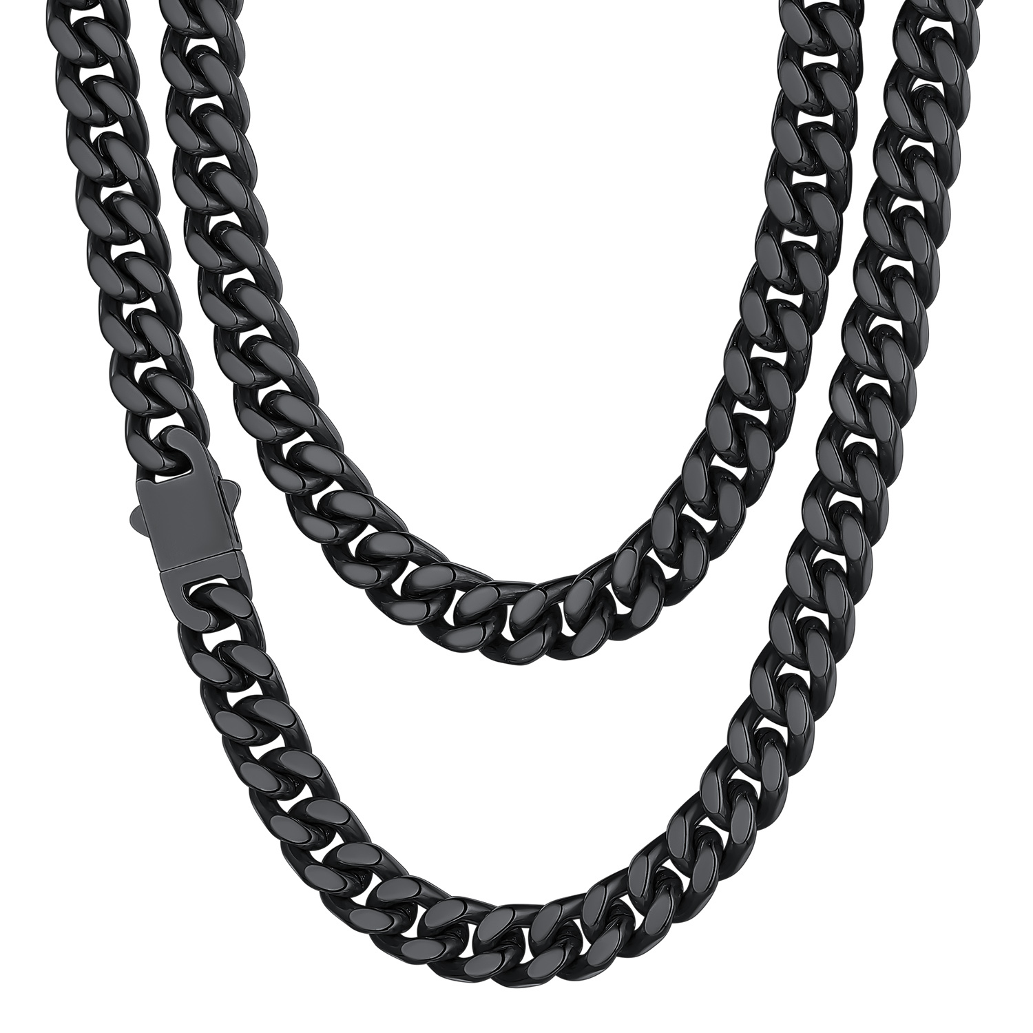 9mm Black Miami Cuban Chain for Men - Heavy Duty Stainless Steel Link