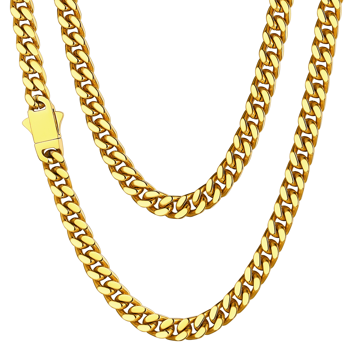 5mm Gold Miami Cuban Chain for Men - Heavy Duty Stainless Steel Link