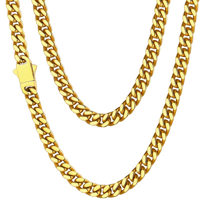 5mm Gold Miami Cuban Chain for Men - Heavy Duty Stainless Steel Link
