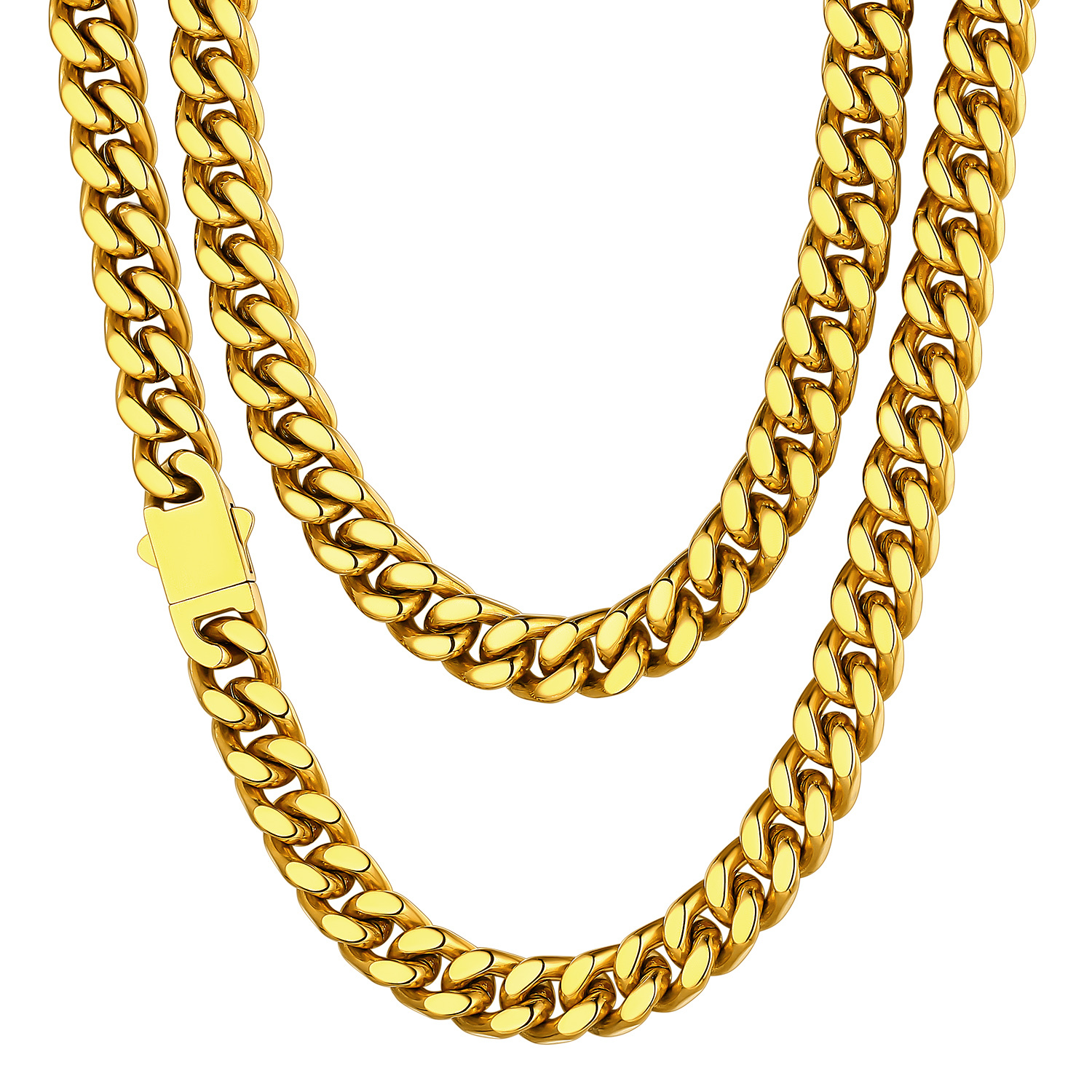 9mm Gold Miami Cuban Chain for Men - Heavy Duty Stainless Steel Link