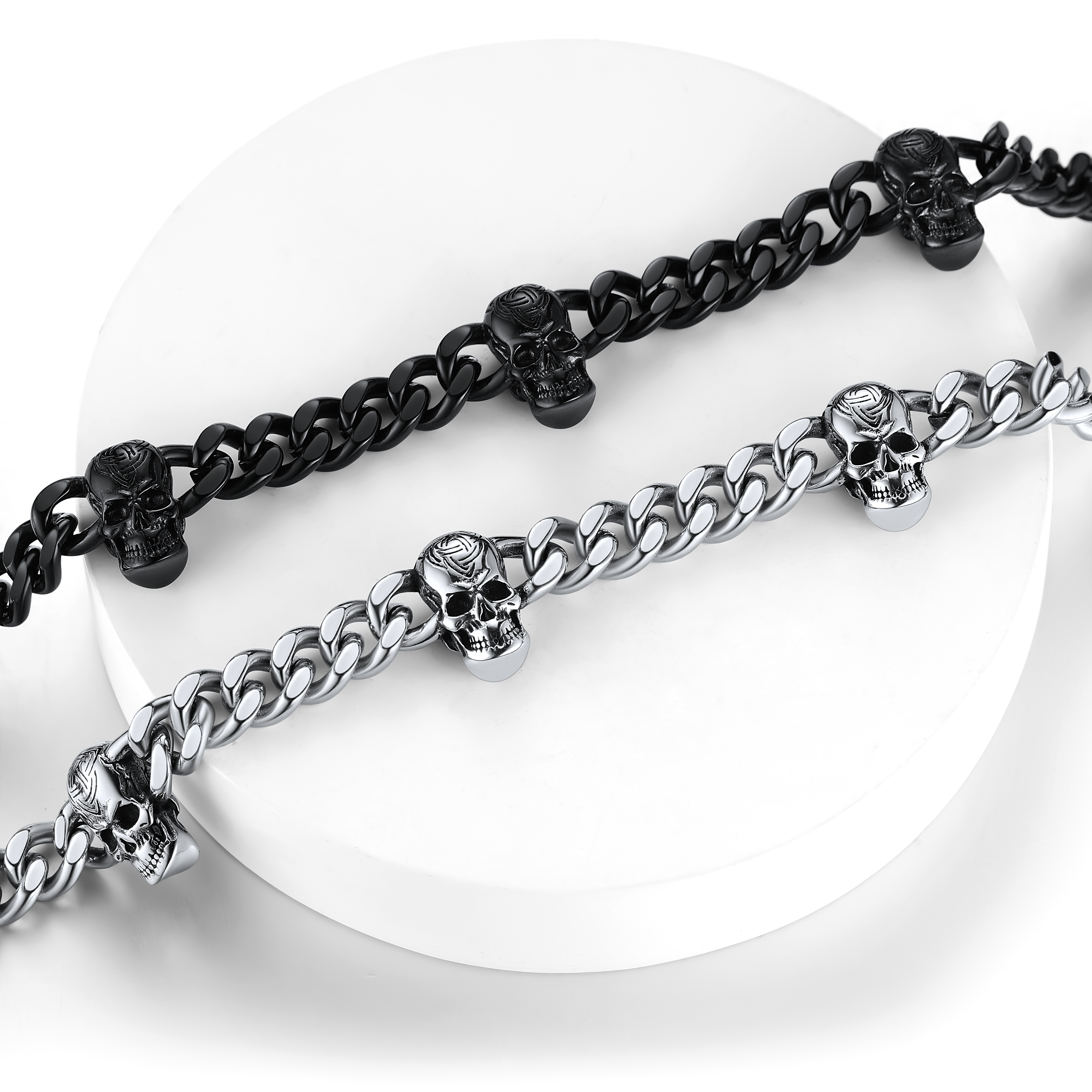 Skull Barbed Wire Cuban Chain 316L Steel