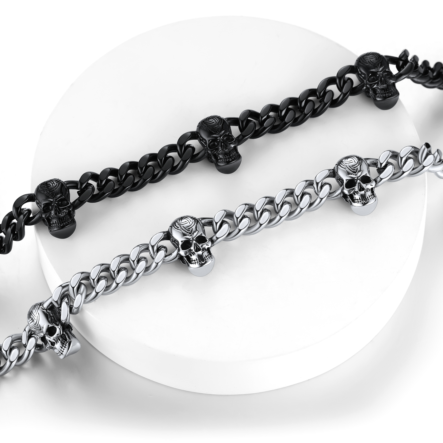 Skull Barbed Wire Cuban Chain 316L Steel