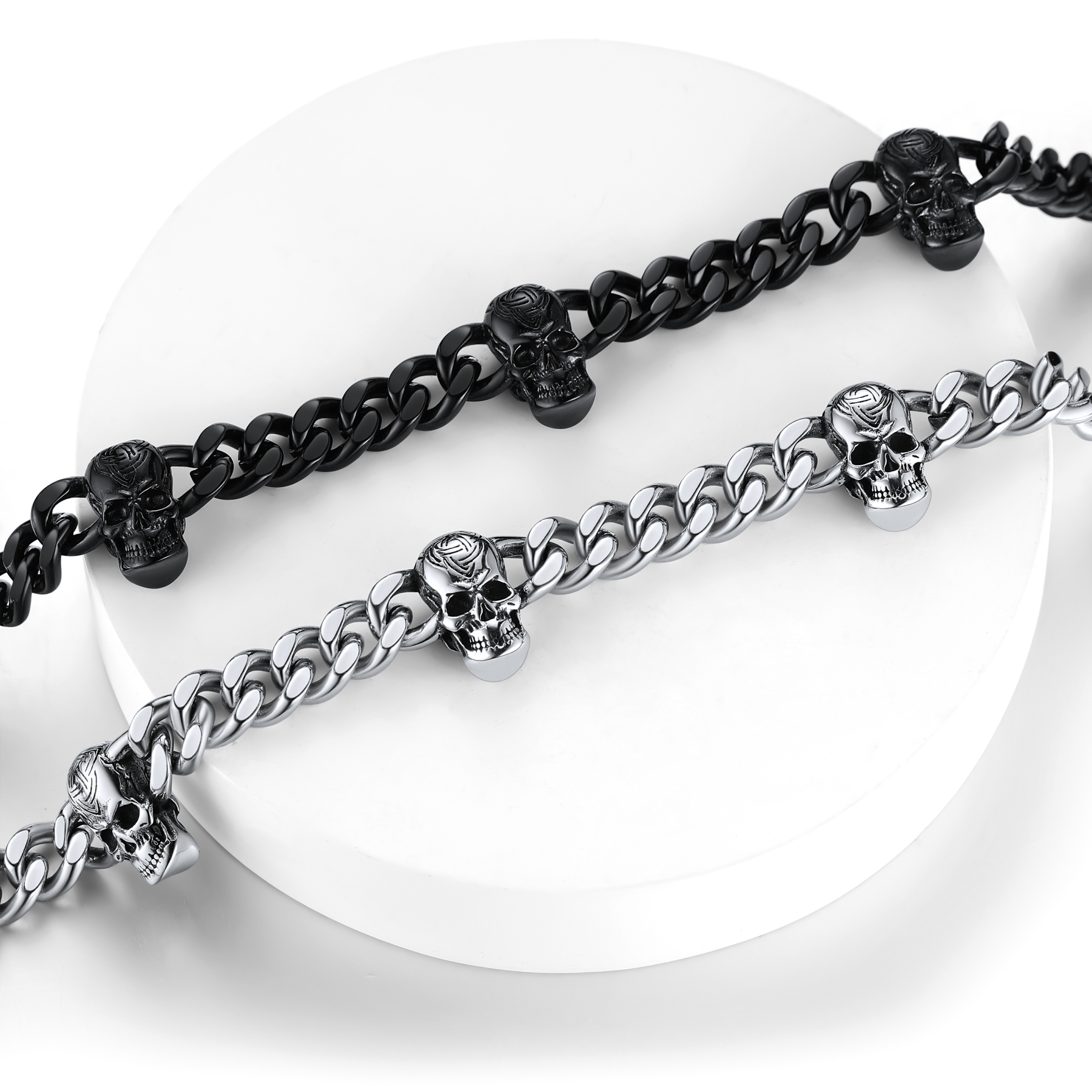 Skull Barbed Wire Cuban Chain 316L Steel