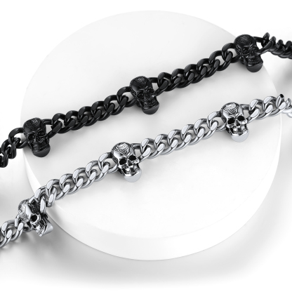 Skull Barbed Wire Cuban Chain 316L Steel