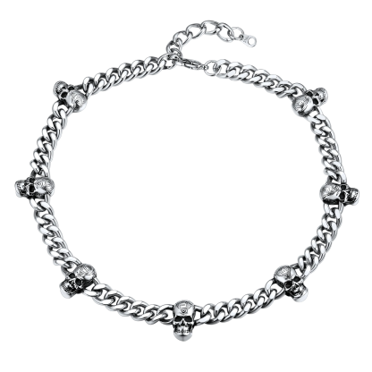 Skull Barbed Wire Cuban Chain 316L Steel