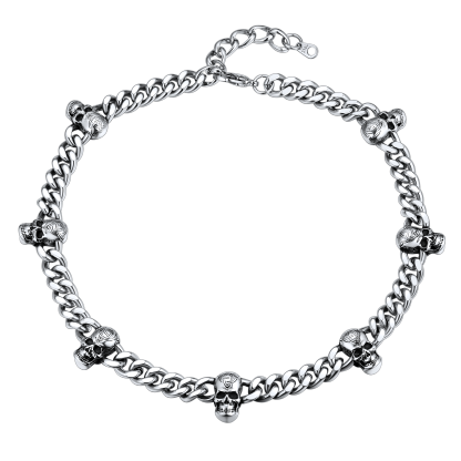Skull Barbed Wire Cuban Chain 316L Steel