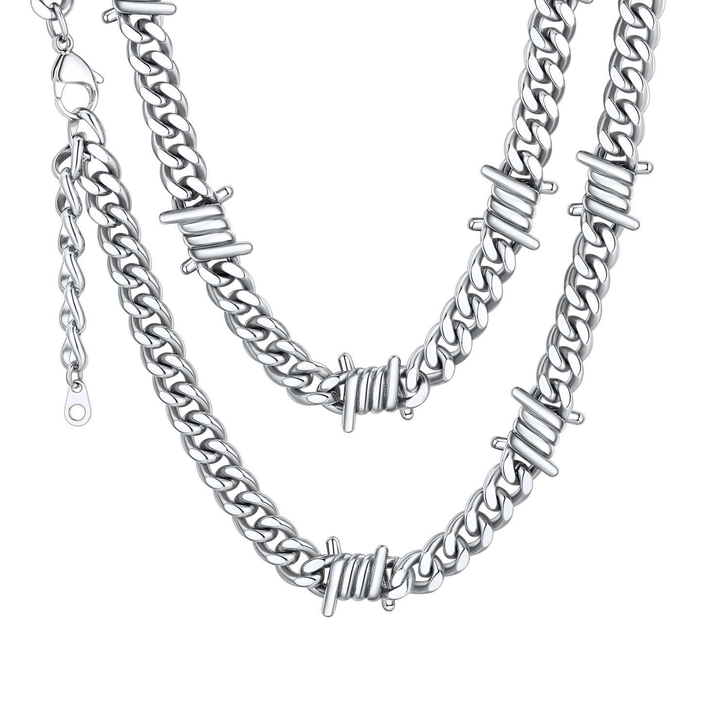 Steel Barbed Wire Cuban Chain Necklace for Women Men