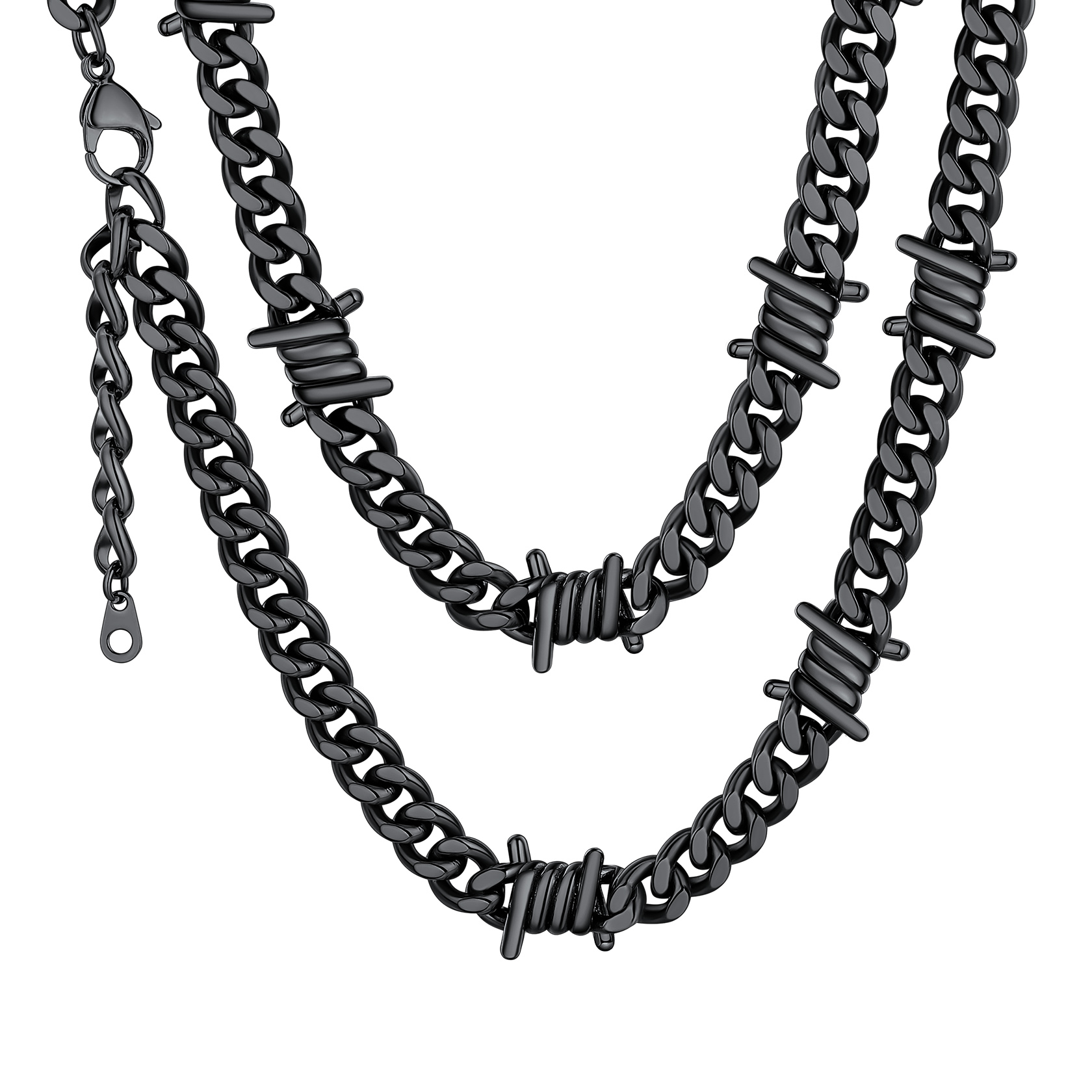 Barbed Wire Cuban Chain Necklace for Women Men