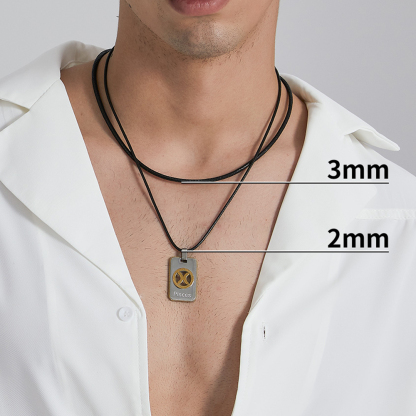 2mm Waxed Leather Cord Necklace Black