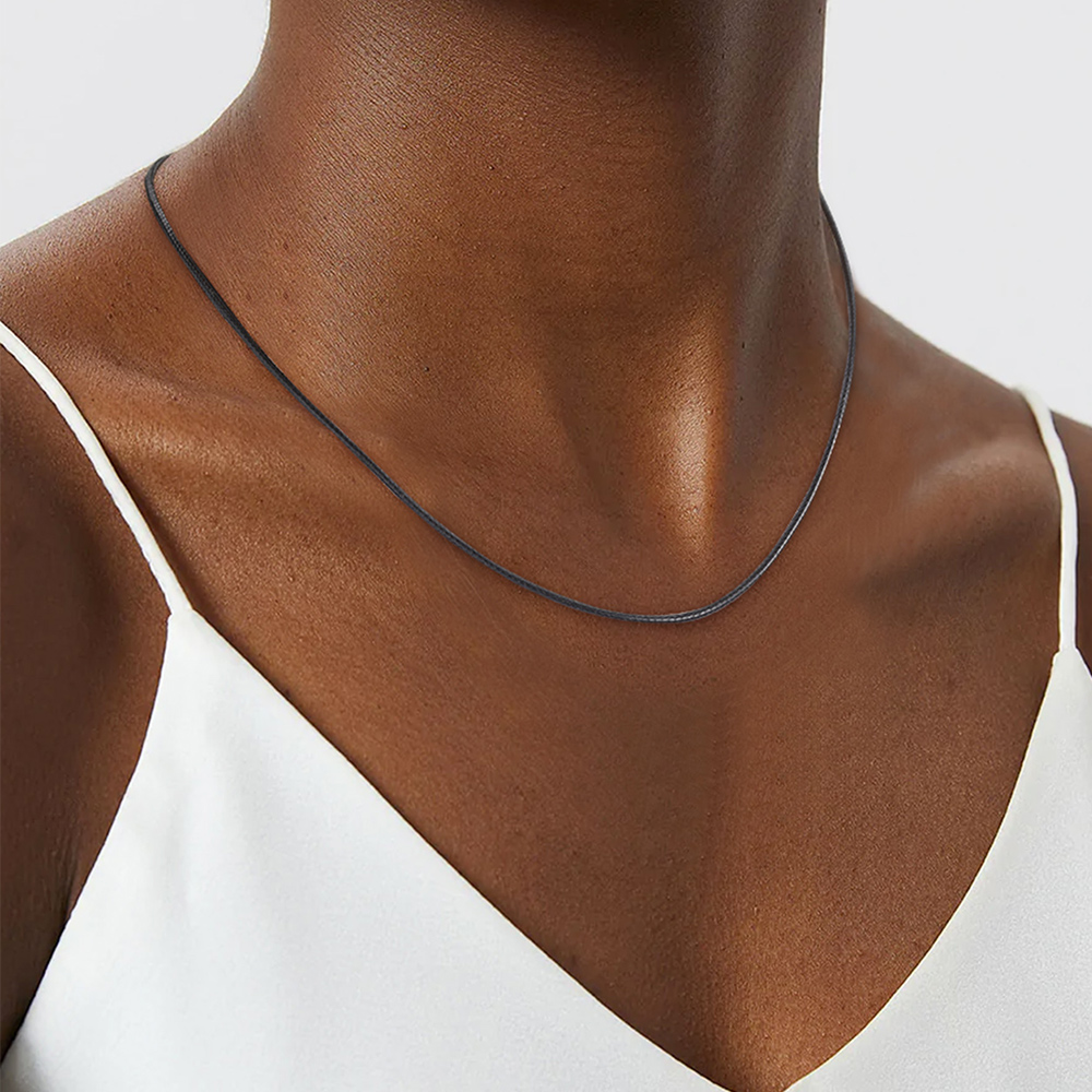 2mm Waxed Leather Cord Necklace Black