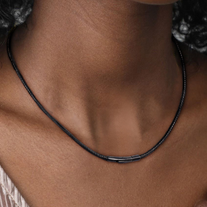 2mm Waxed Leather Cord Necklace Black