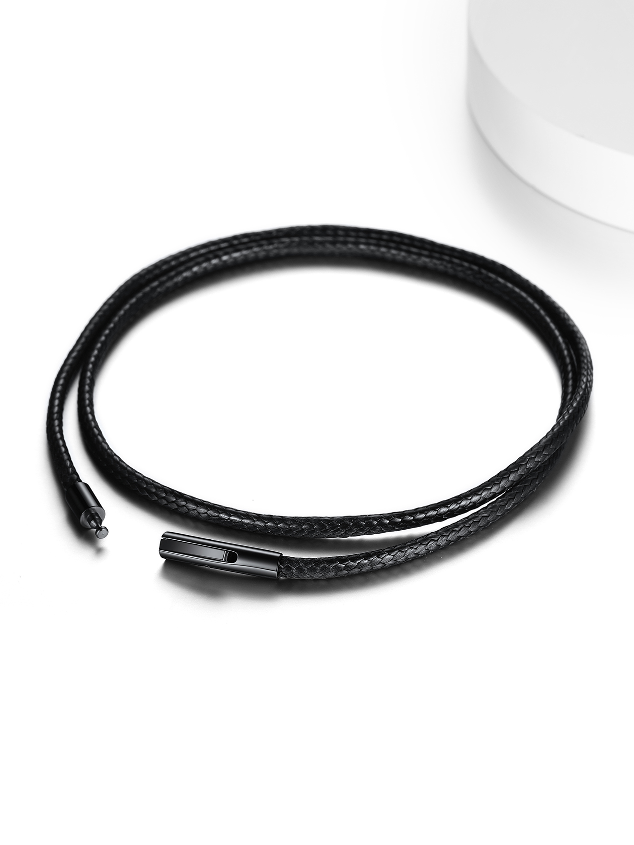 2mm Waxed Leather Cord Necklace Black