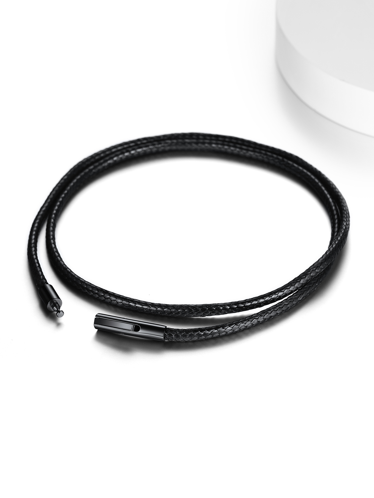 2mm Waxed Leather Cord Necklace Black