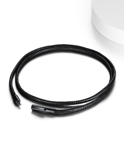 2mm Waxed Leather Cord Necklace Black