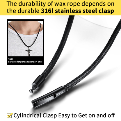 2mm/3mm Black Leather Cord Necklace for Men Women